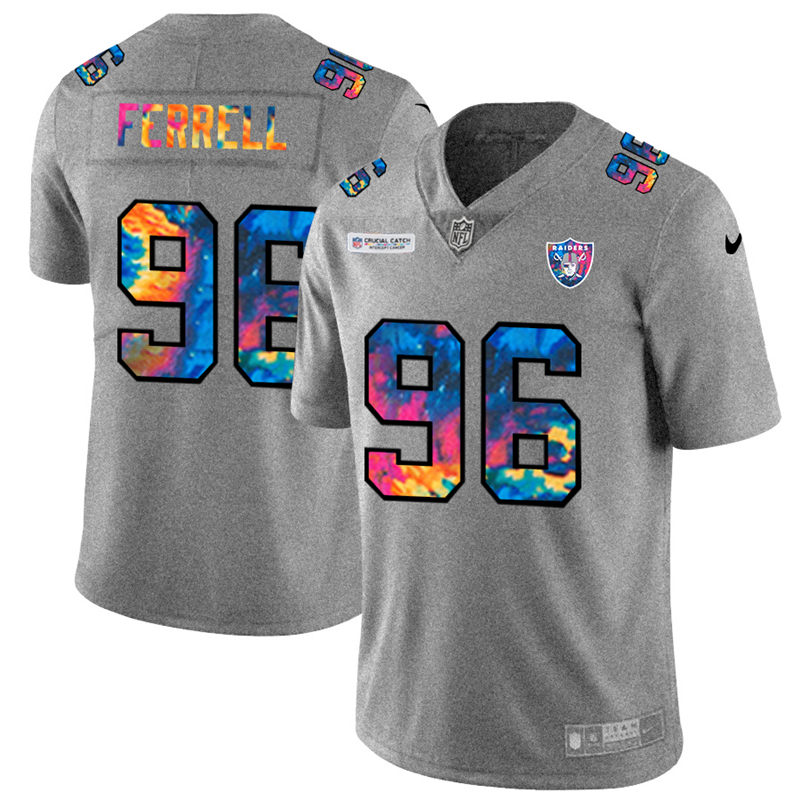 NFL Las Vegas Raiders #96 Clelin Ferrell Men Nike MultiColor 2020  Crucial Catch  Jersey Grey